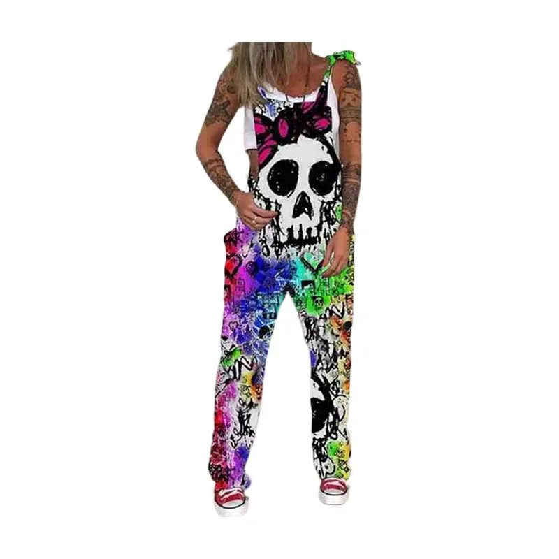 Womens Jumpsuits for Summer Graphic Punk Trendy Pockets Casual