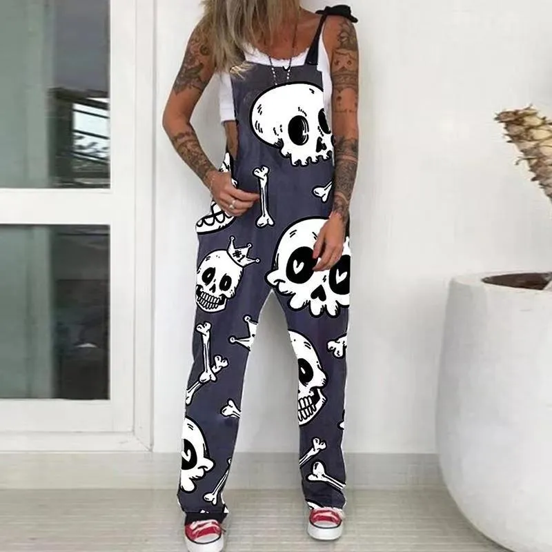 Womens Jumpsuits for Summer Graphic Punk Trendy Pockets Casual