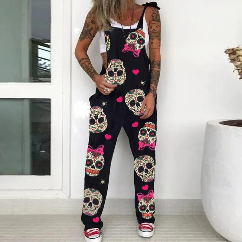 Womens Jumpsuits for Summer Graphic Punk Trendy Pockets Casual
