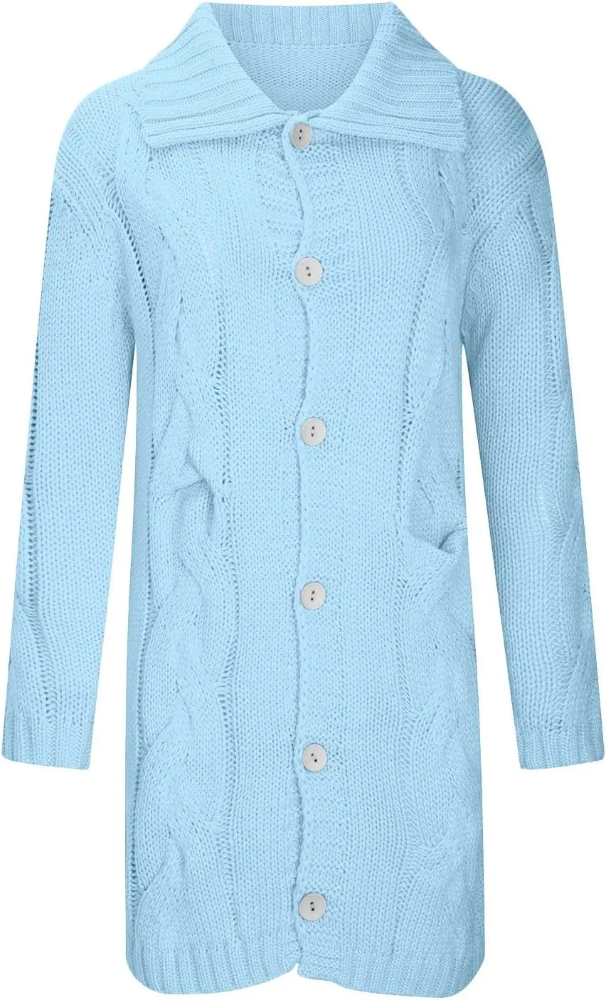 Women's Knitted Cardigan Coat Long Chunky Knit Sweater Coats 2025 Fall Winter Outerwear Sweaters Plus Size Long Jackets