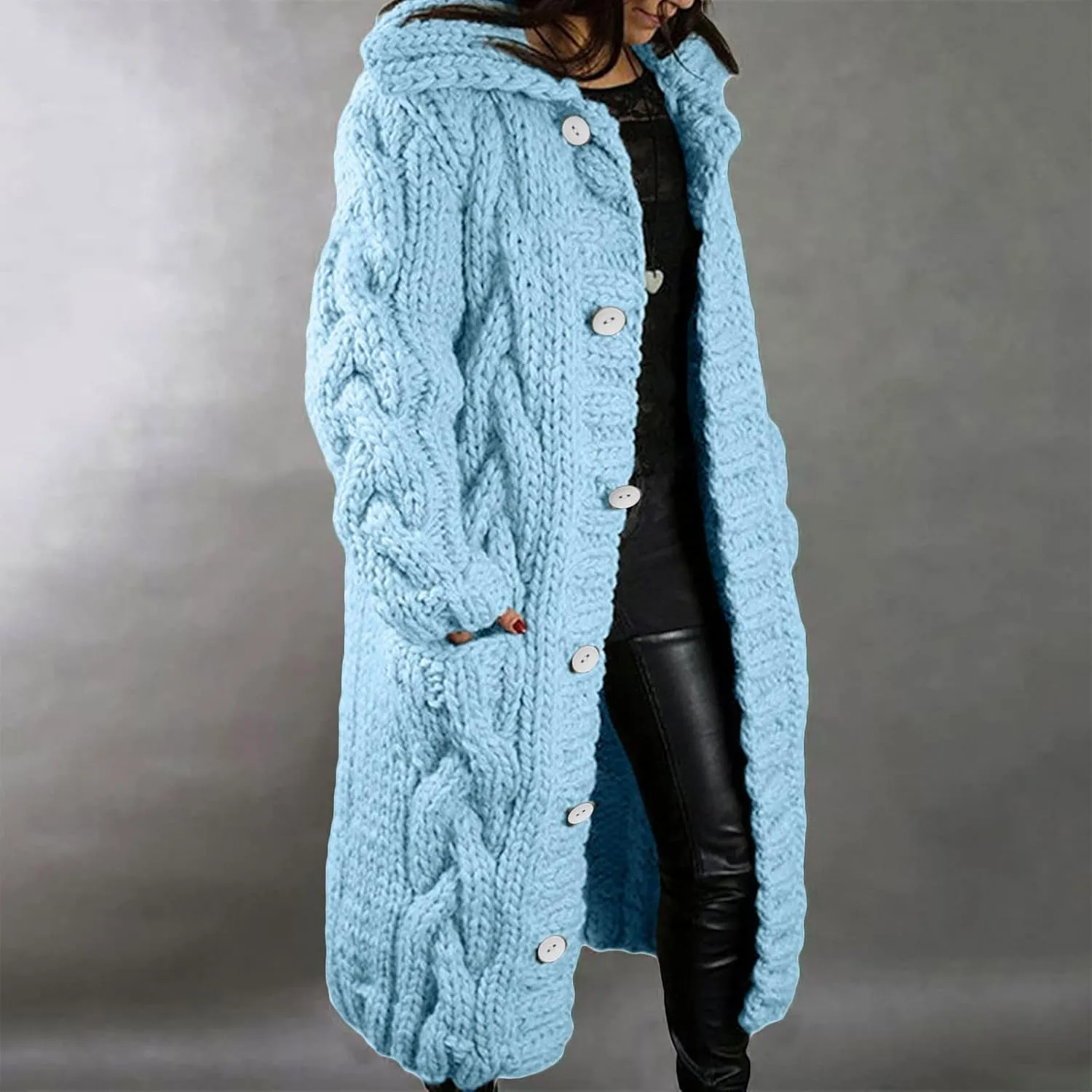 Women's Knitted Cardigan Coat Long Chunky Knit Sweater Coats 2025 Fall Winter Outerwear Sweaters Plus Size Long Jackets
