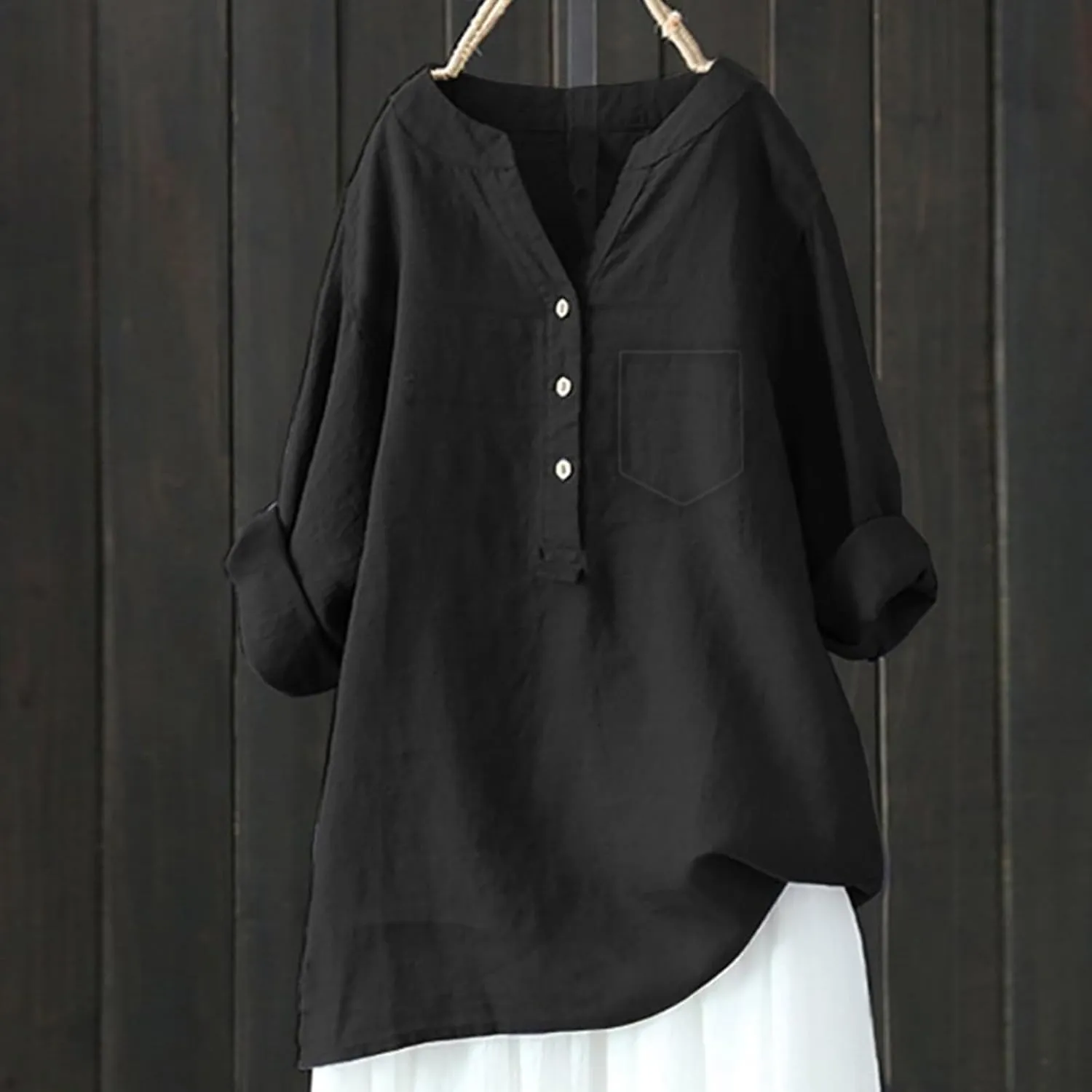 Womens Linen Button Down Shirts Cotton Long Sleeved Shirt Blouse Women's Blouses Button-Down Shirts Dress Shirts