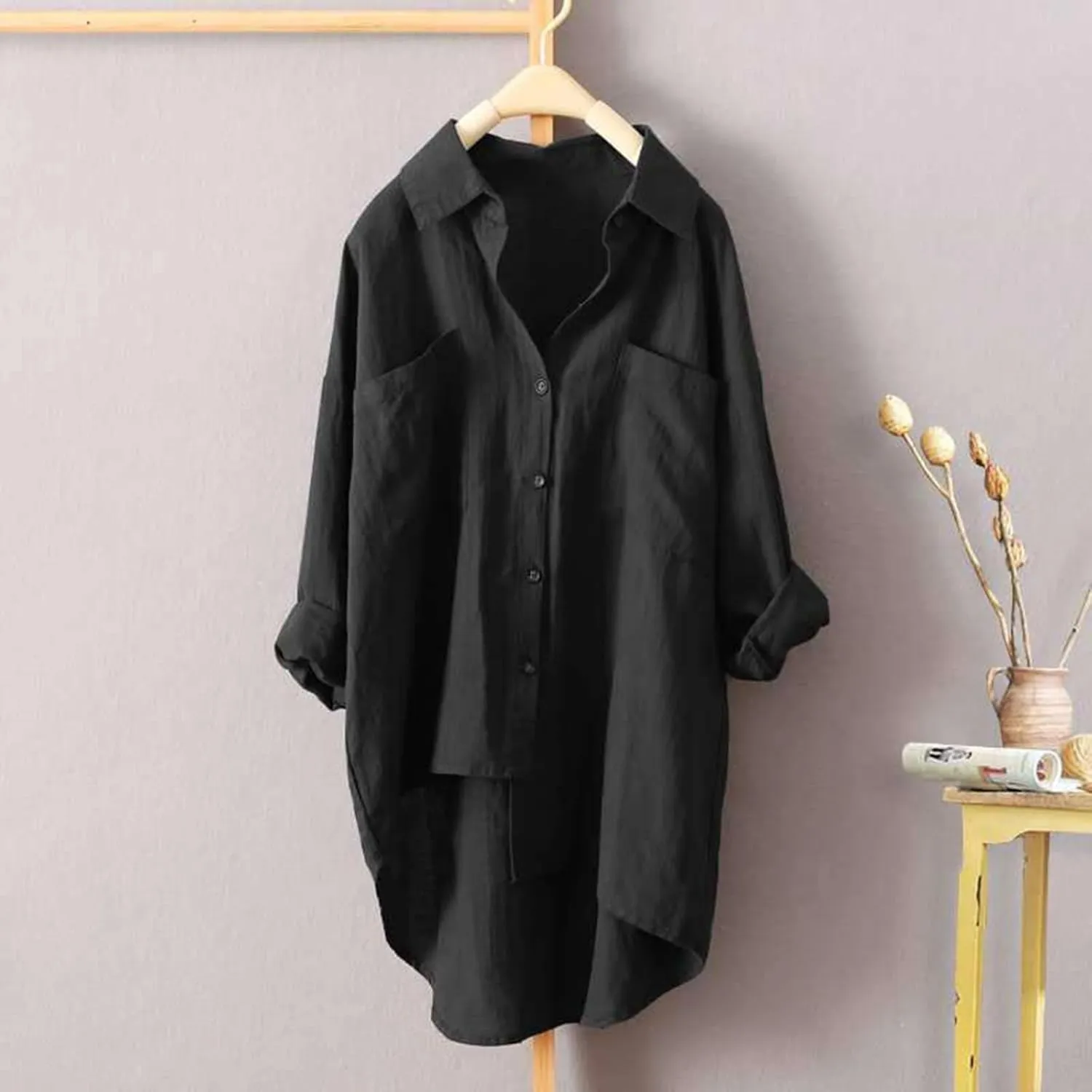 Womens Linen Button Down Shirts Cotton Long Sleeved Shirt Blouse Women's Blouses Button-Down Shirts Dress Shirts
