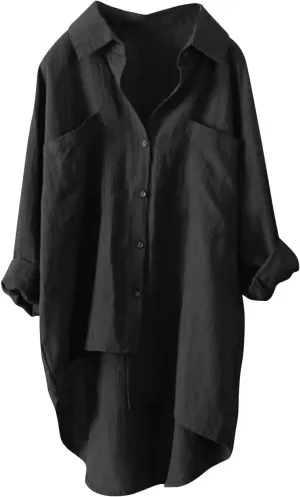 Womens Linen Button Down Shirts Cotton Long Sleeved Shirt Blouse Women's Blouses Button-Down Shirts Dress Shirts