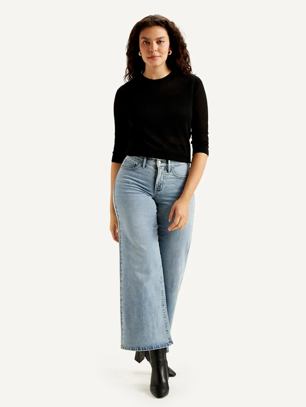 Women's Mid Rise Flared Light Blue Jeans