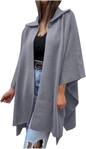 Women's Open Front Cardigan Oversized Batwing Long Sleeve Shawl Jackets Outerwear Solid Loose Poncho Coats Plus Size
