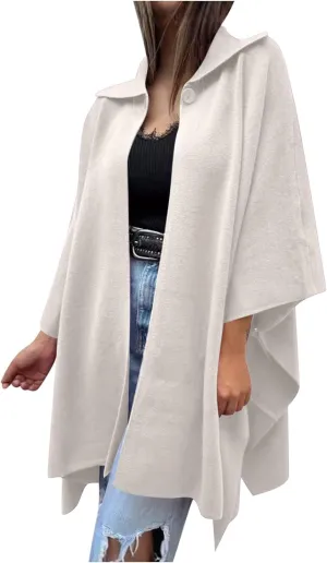 Women's Open Front Cardigan Oversized Batwing Long Sleeve Shawl Jackets Outerwear Solid Loose Poncho Coats Plus Size