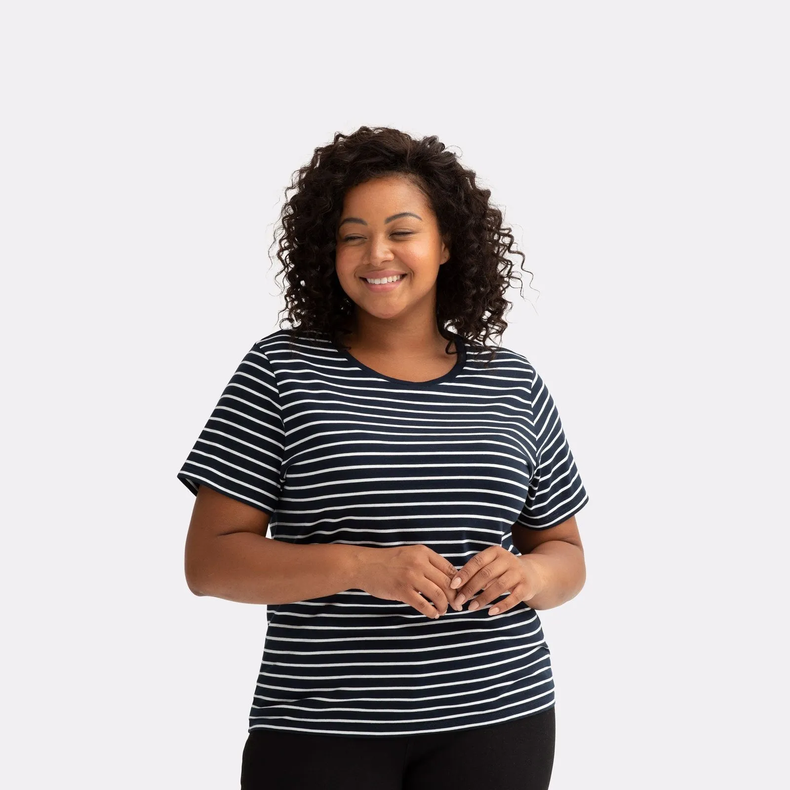 Women's Pima Cotton Nautical Stripe Crew Neck T-Shirt 3-Pack