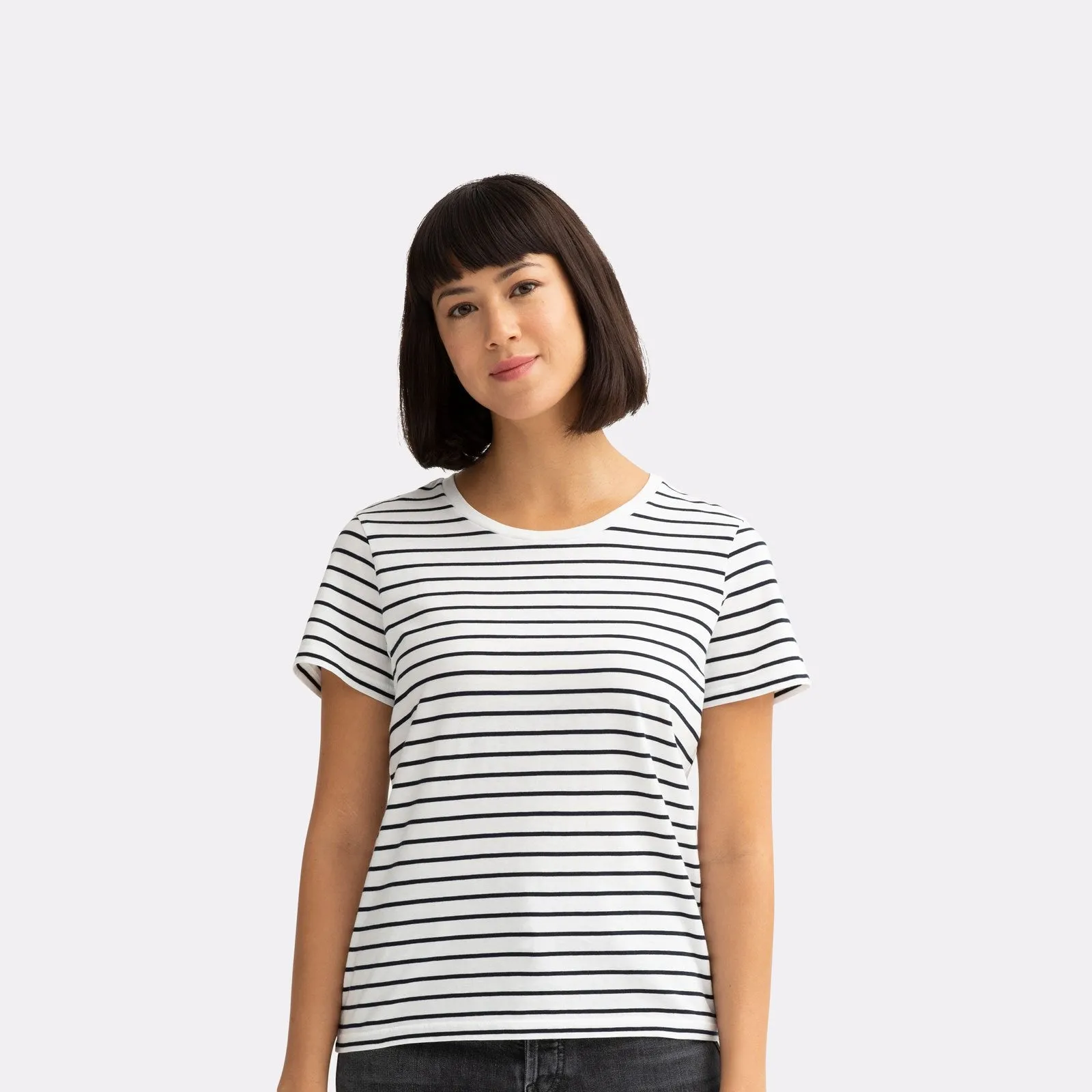 Women's Pima Cotton Nautical Stripe Crew Neck T-Shirt 3-Pack