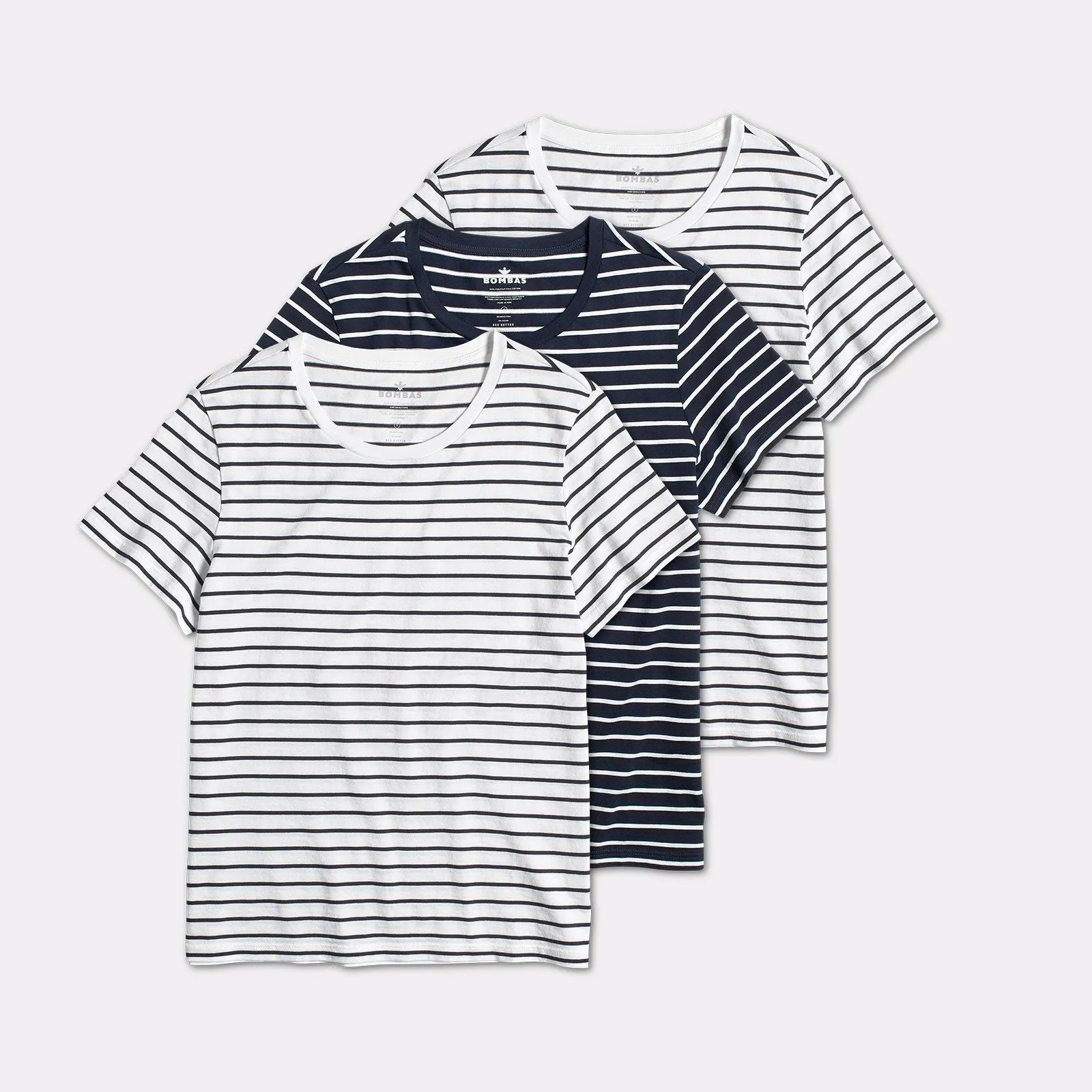 Women's Pima Cotton Nautical Stripe Crew Neck T-Shirt 3-Pack