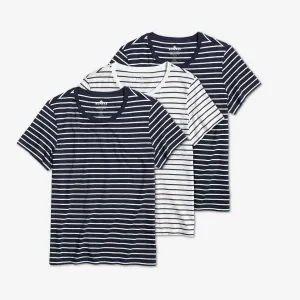 Women's Pima Cotton Nautical Stripe Crew Neck T-Shirt 3-Pack