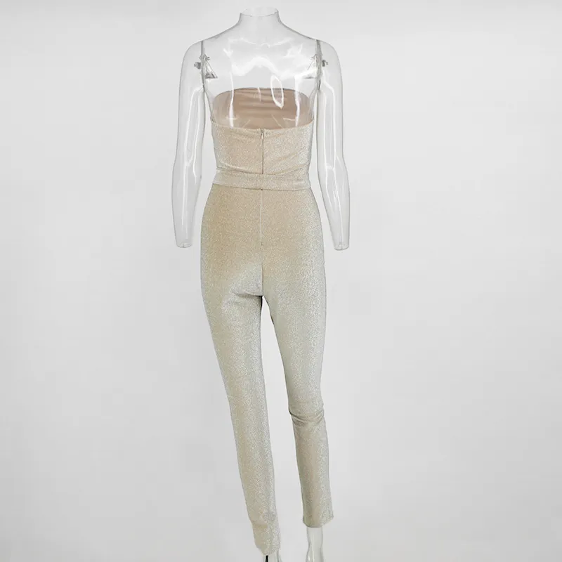 Women's Polyester Sheath Off-Shoulder Jumpsuit