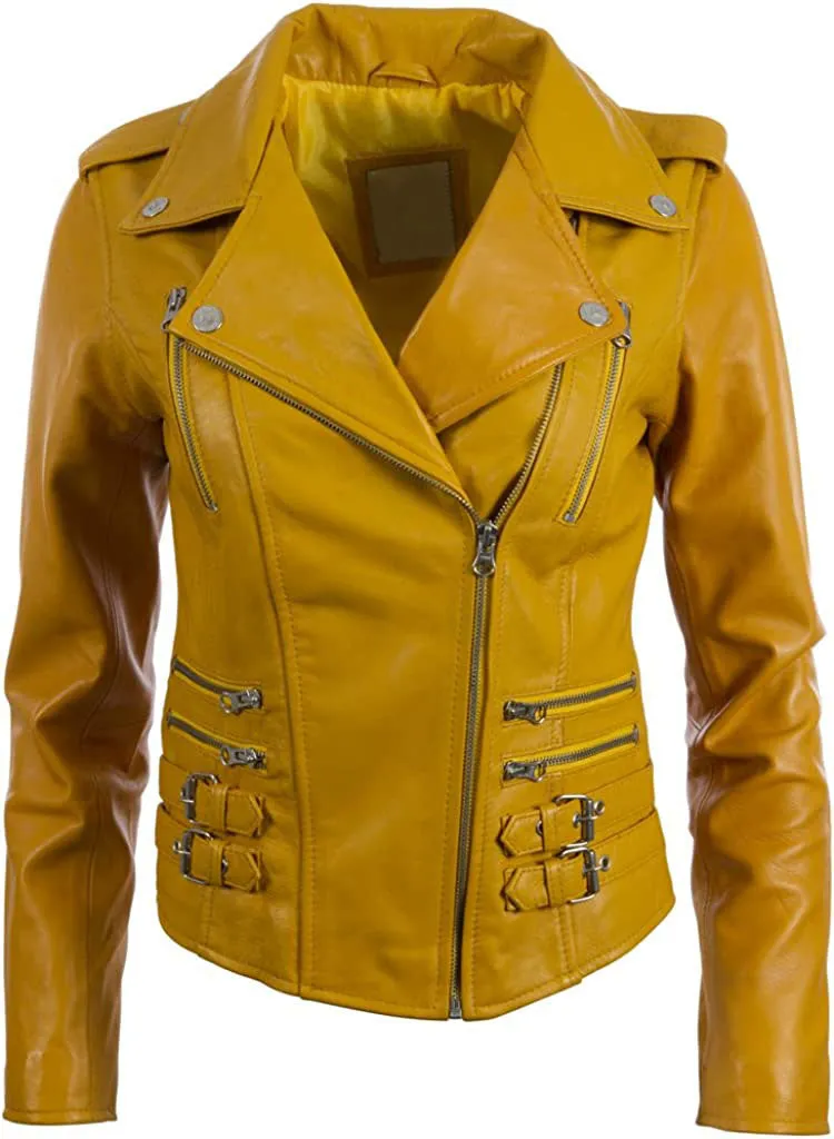 Women's Real Leather Cross-Zip Multi-Zip Biker Jacket | Women Leather Jacket by The Jacket Seller