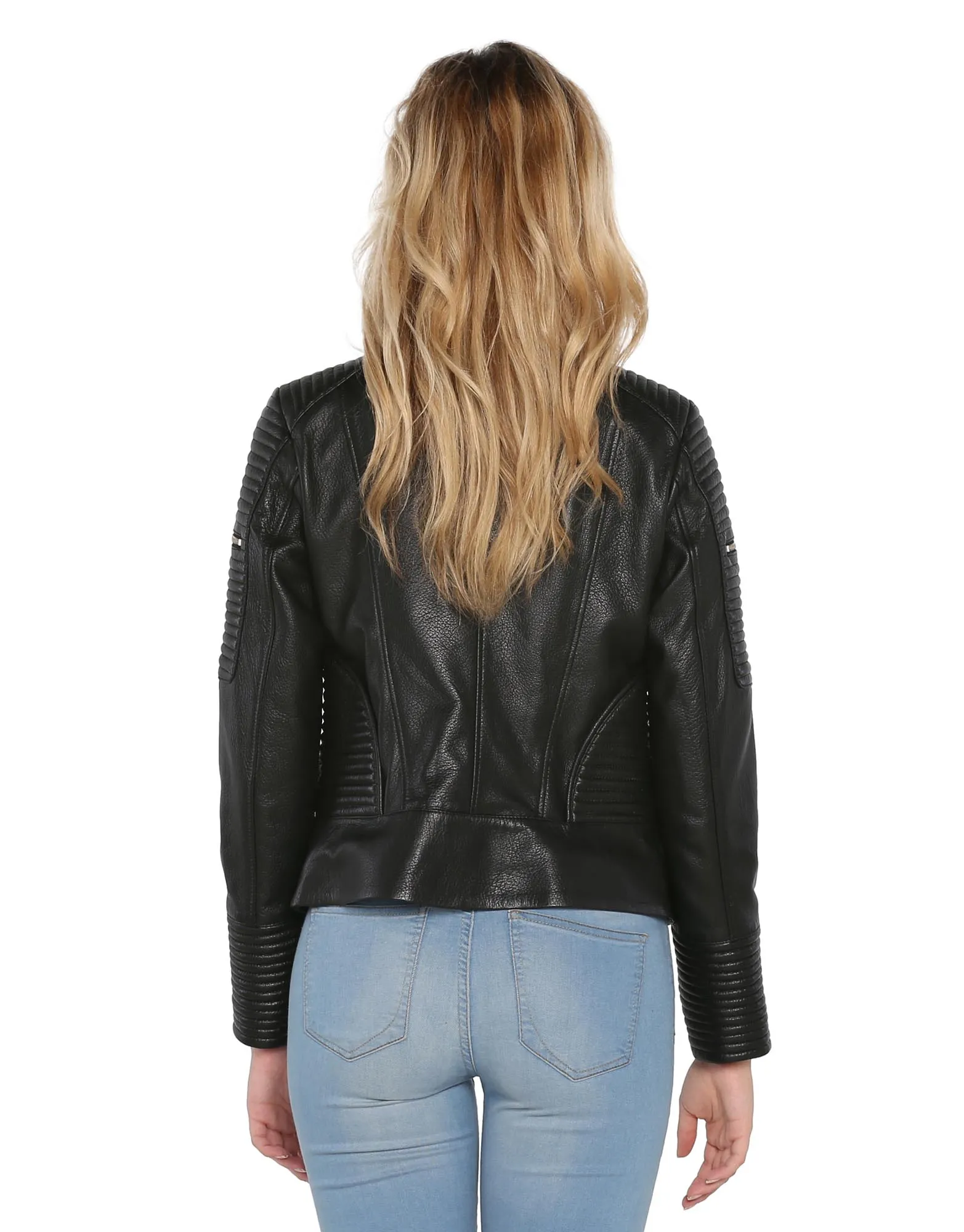 Women's Real Leather Jacket Bomber Black By TJS