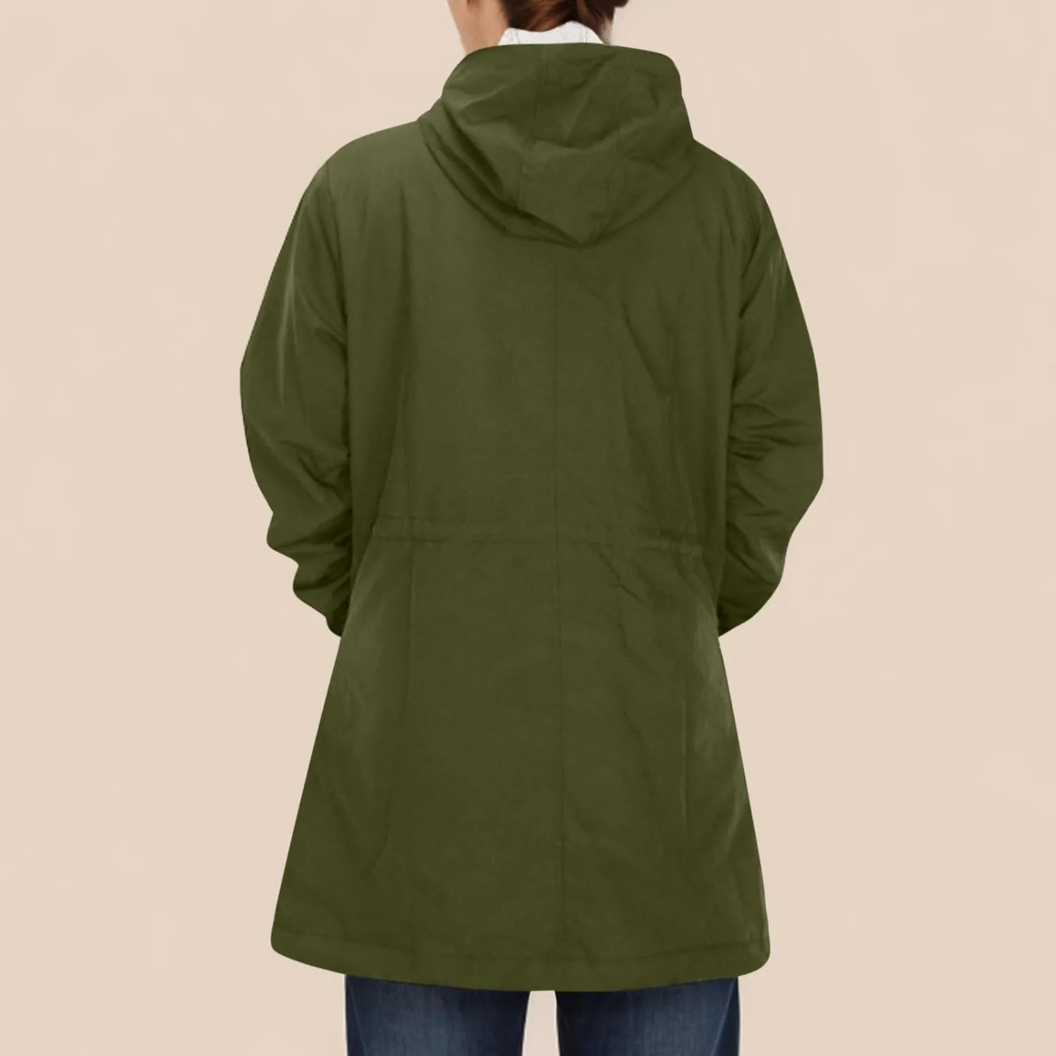 Women's Sherpa Lined Rain Jacket Hooded Waterproof Raincoat Hiking Windbreaker Jackets Casual Outerwear with Pockets