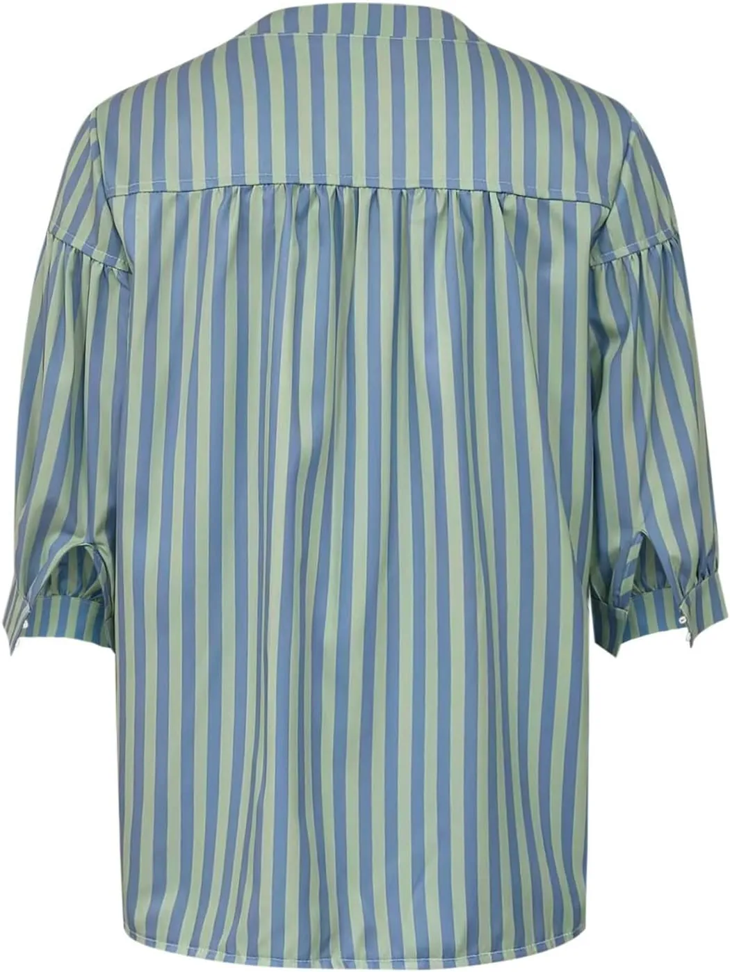 Womens Short Puff Sleeve Striped Blouses Top V Neck Casual Summer Fashion Trendy Striped Shirts Loose Tunic