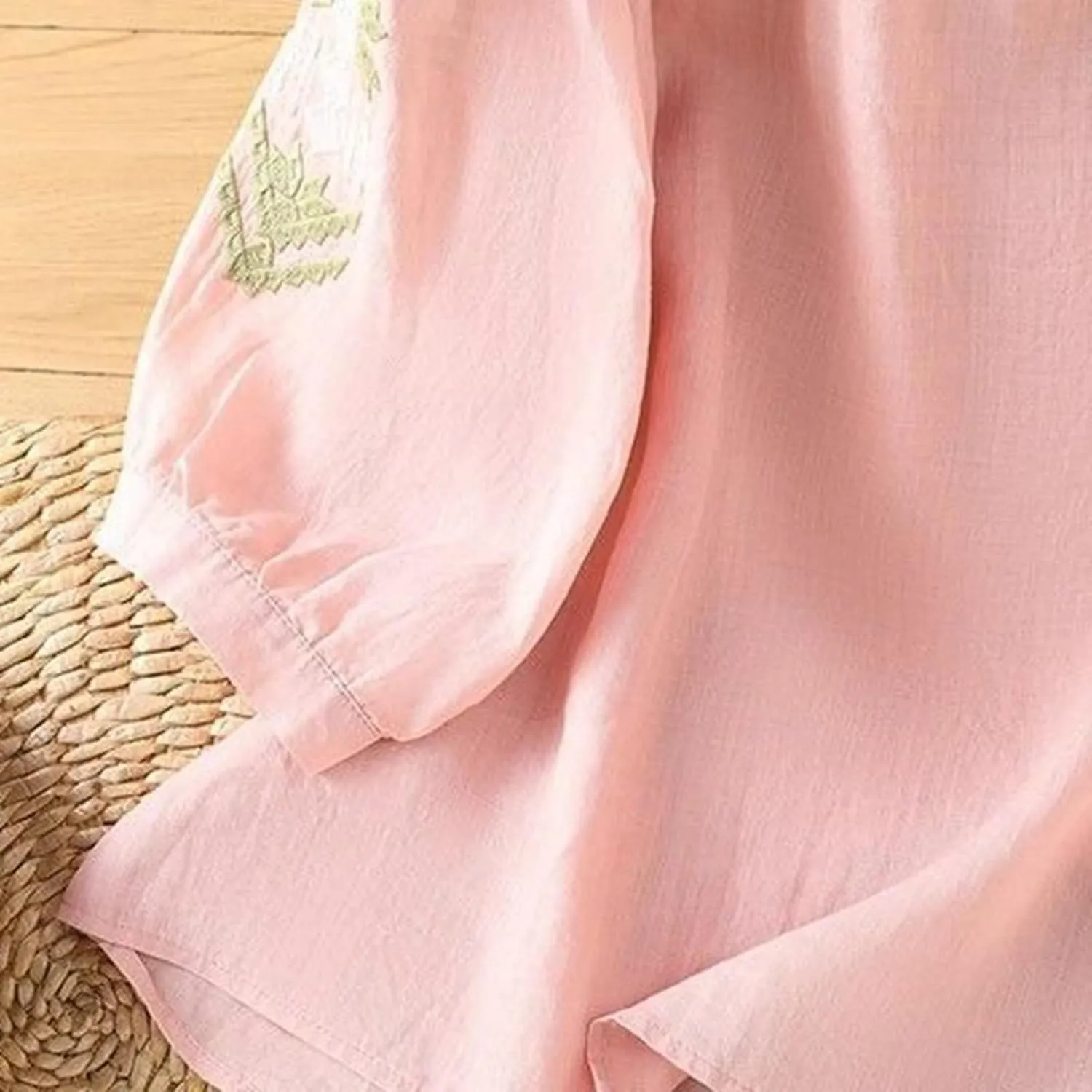 Women's Short Sleeve Cotton Linen Shirts Casual Crew Neck Henley T Shirts Boho Loose Summer Tops