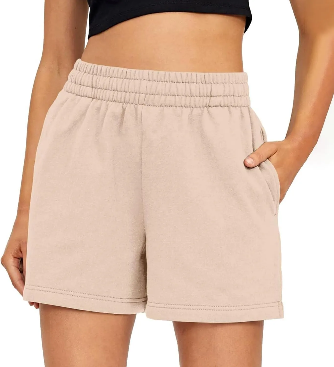 Women's Shorts Casual Summer Drawstring Comfy Elastic High Waist Athletic Shorts Baggy Sweat Shorts with Pockets