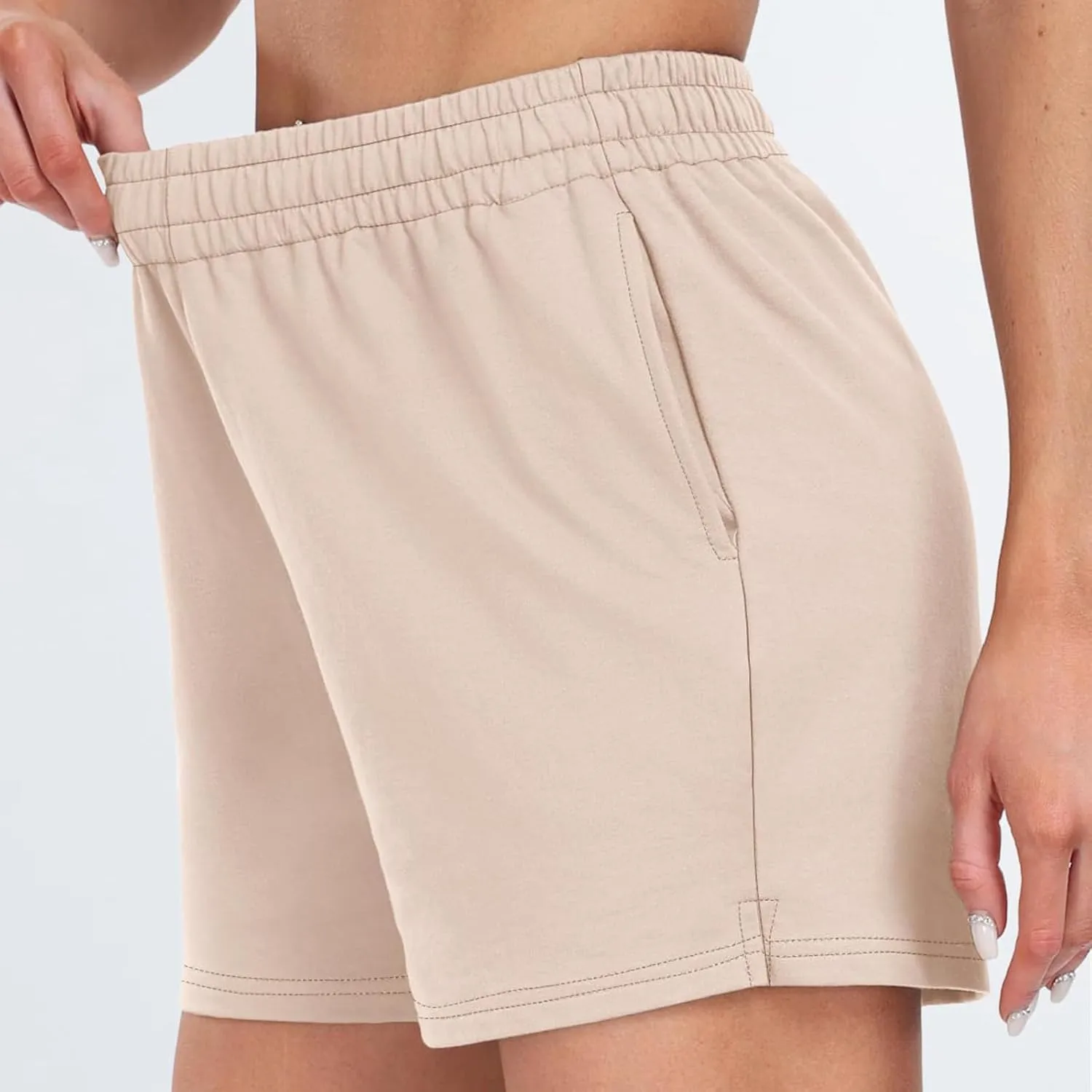 Women's Shorts Casual Summer Drawstring Comfy Elastic High Waist Athletic Shorts Baggy Sweat Shorts with Pockets