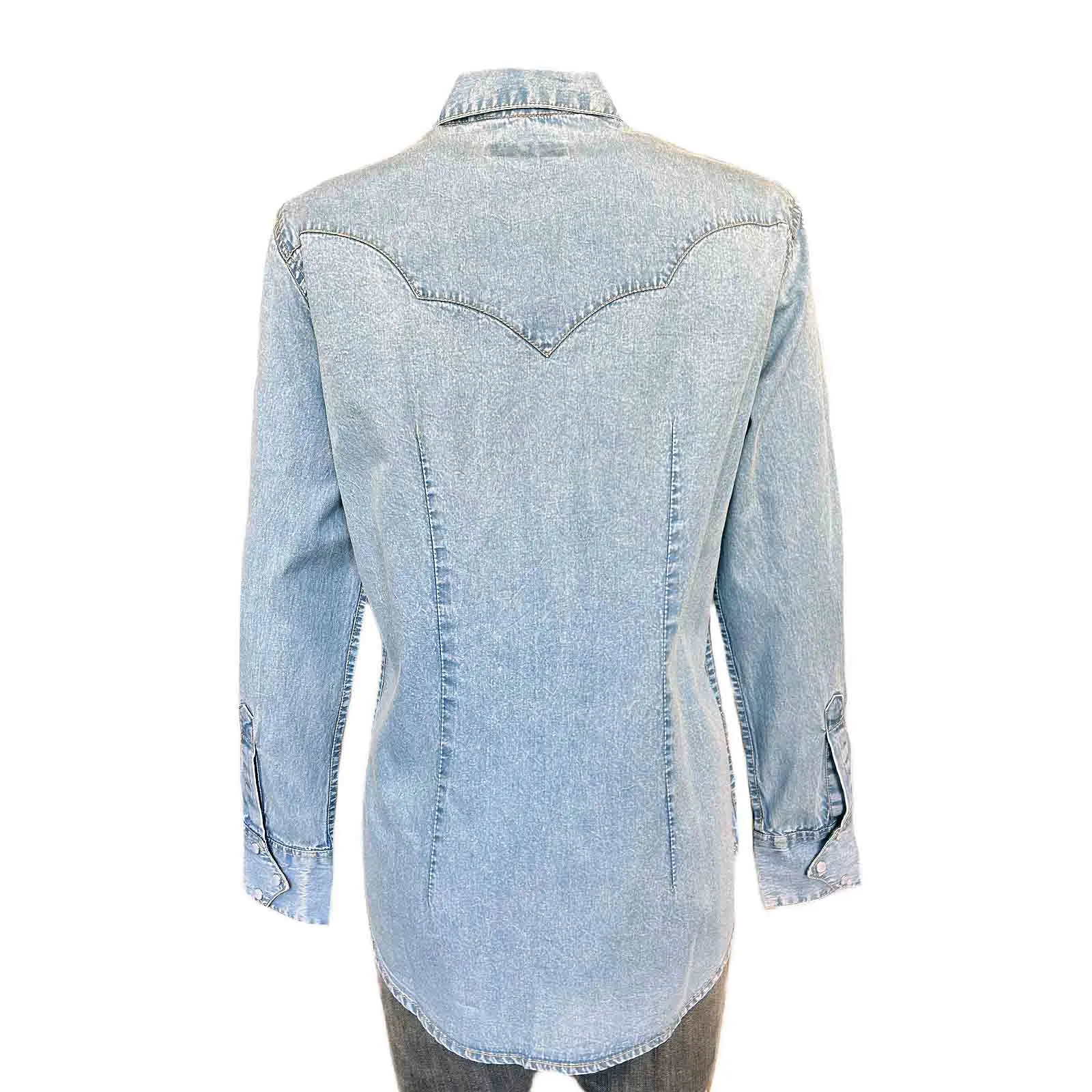 Women's Stonewashed Denim Classic Western Shirt