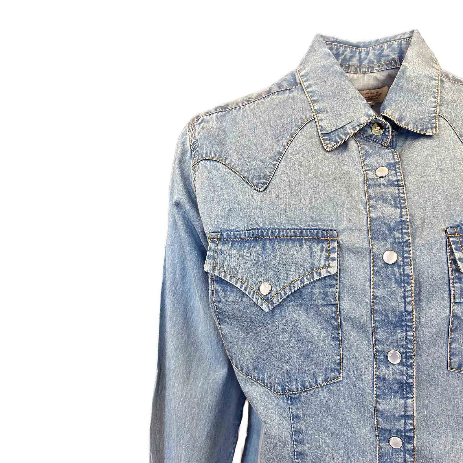 Women's Stonewashed Denim Classic Western Shirt