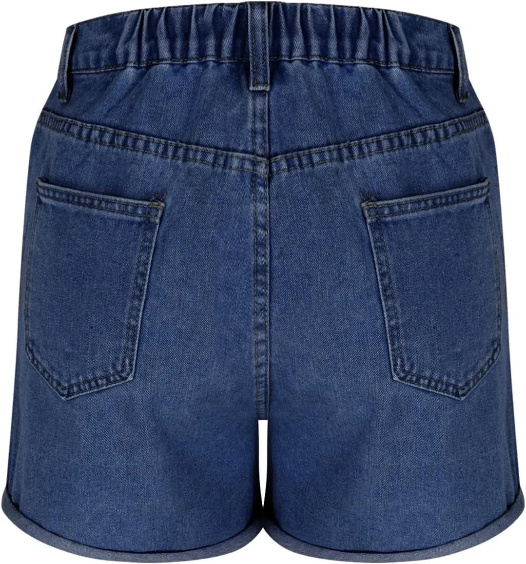 Womens Stretchy High Waisted Summer Beach Casual Trendy Rolled Hem Loose Fit Hot Short Jeans with Pockets