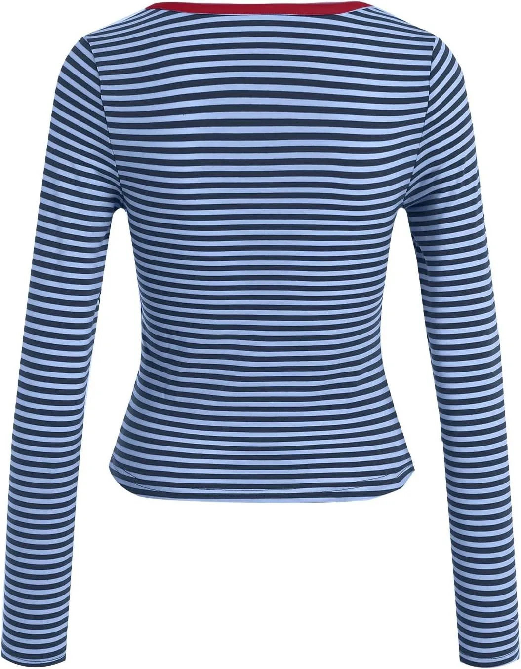 Women's Striped Color Block Cropped Sweatshirts Oversized Crewneck Long Sleeve Sweater Y2K Shirt Tops