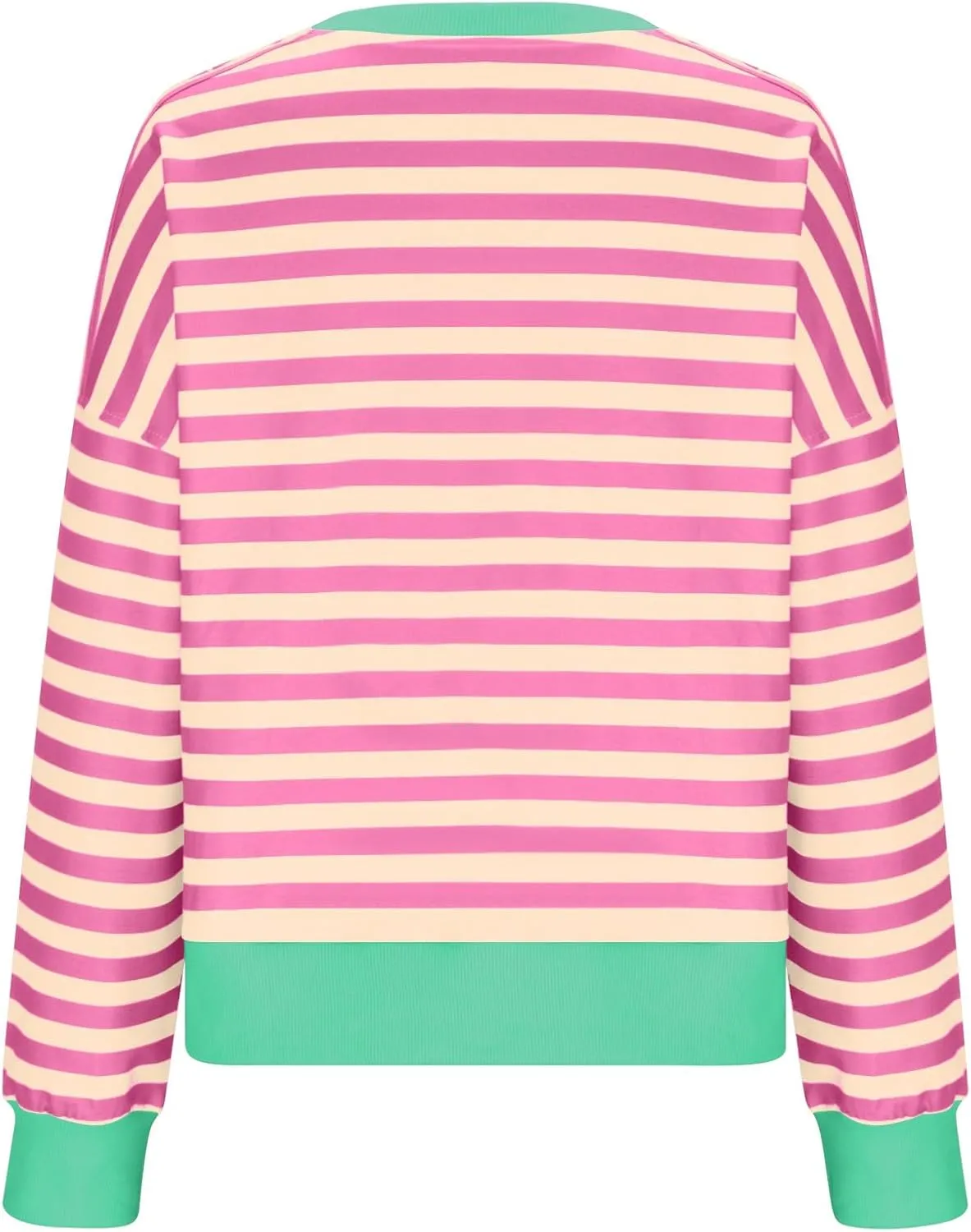 Women's Striped Color Block Cropped Sweatshirts Oversized Crewneck Long Sleeve Sweater Y2K Shirt Tops