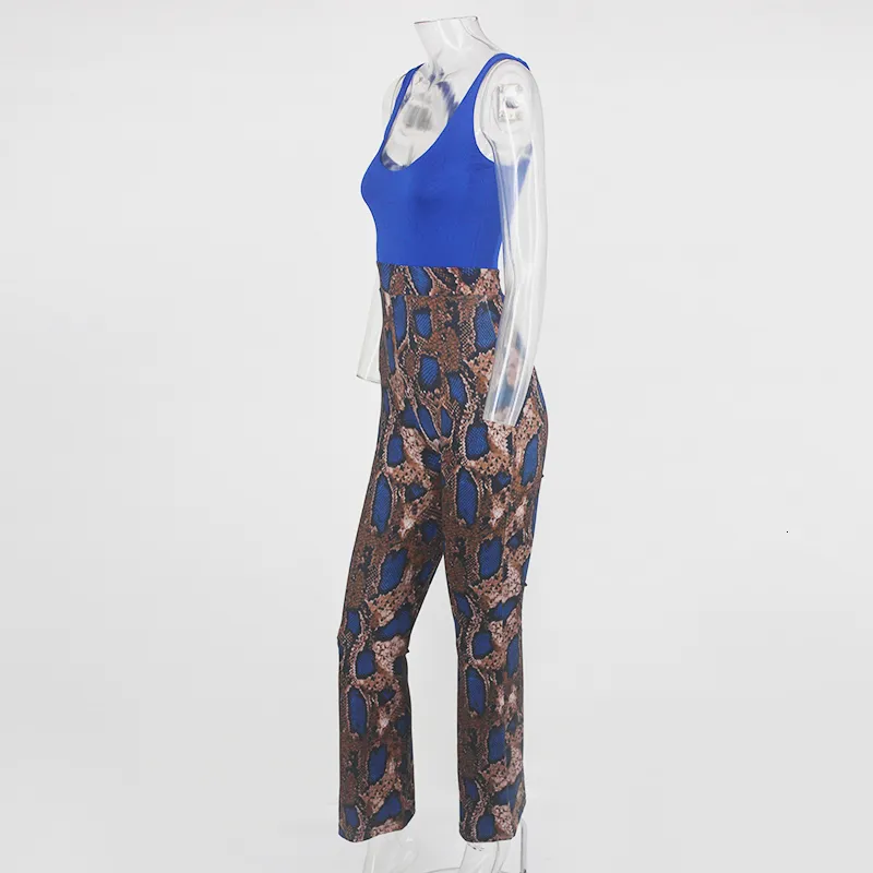 Women's Summer Casual Polyester V-Neck Backless Jumpsuit
