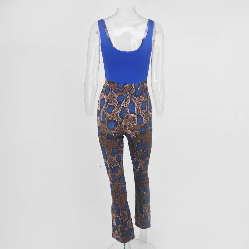 Women's Summer Casual Polyester V-Neck Backless Jumpsuit