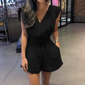 Women's Summer Jumpsuits Sleeveless ZANZEA Stylish Overalls V Neck Backless Rompers Female Lace Up Casual Pants Oversized S4101455