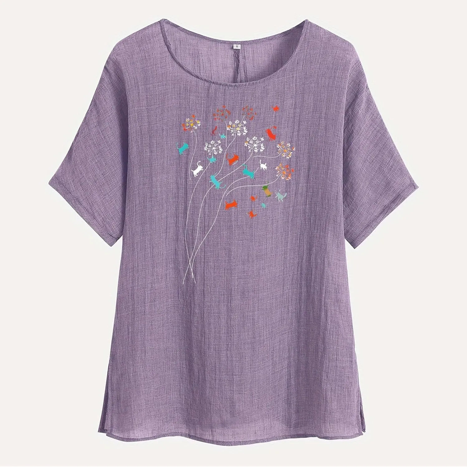 Womens Summer Tops Cotton Linen T-Shirts Trendy Dressy Butterfly Graphic Tees Short Sleeve Blouse Holiday Comfy Shirts