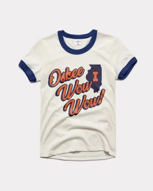 Women's UI Oskee Wow! White & Navy Ringer