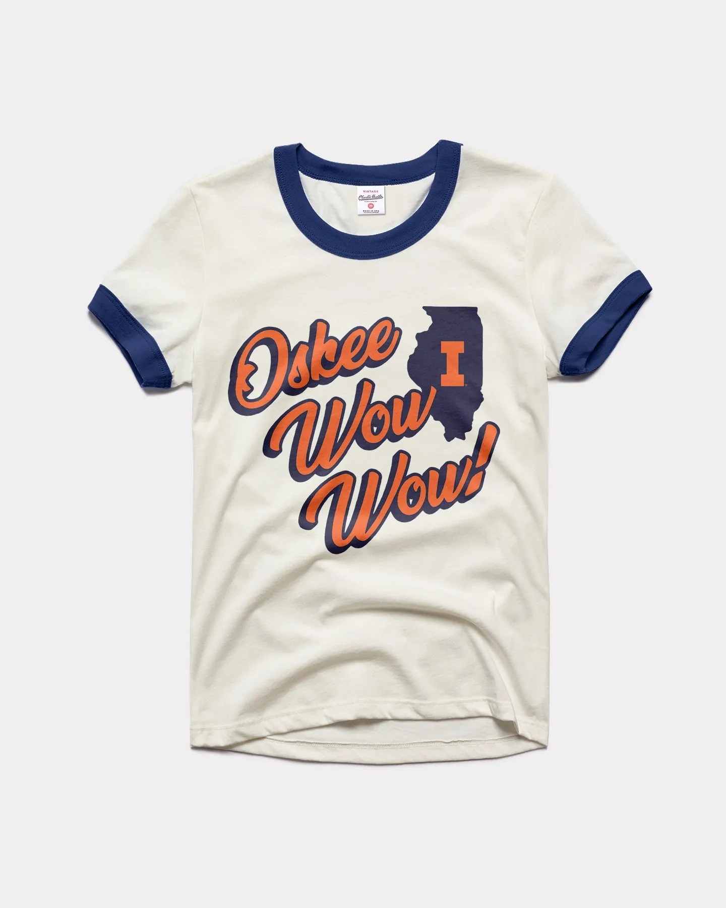 Women's UI Oskee Wow! White & Navy Ringer