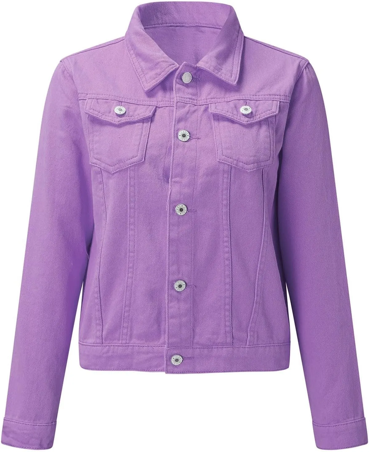 Womens Vintage Cropped Denim Jackets Long Sleeve Button Down Casual Slim Fitted Distressed Jean Jackets Outerwear