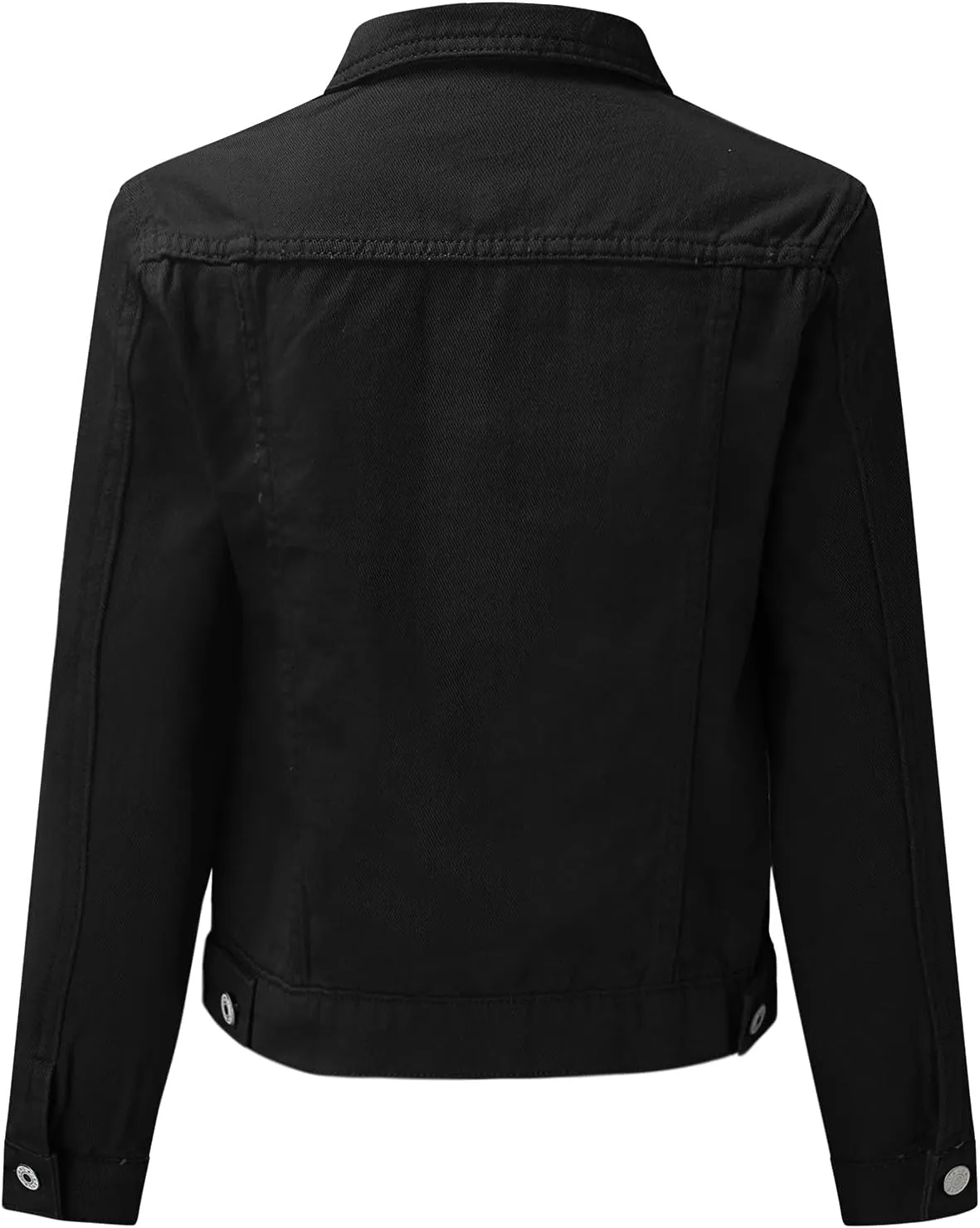 Womens Vintage Cropped Denim Jackets Long Sleeve Button Down Casual Slim Fitted Distressed Jean Jackets Outerwear