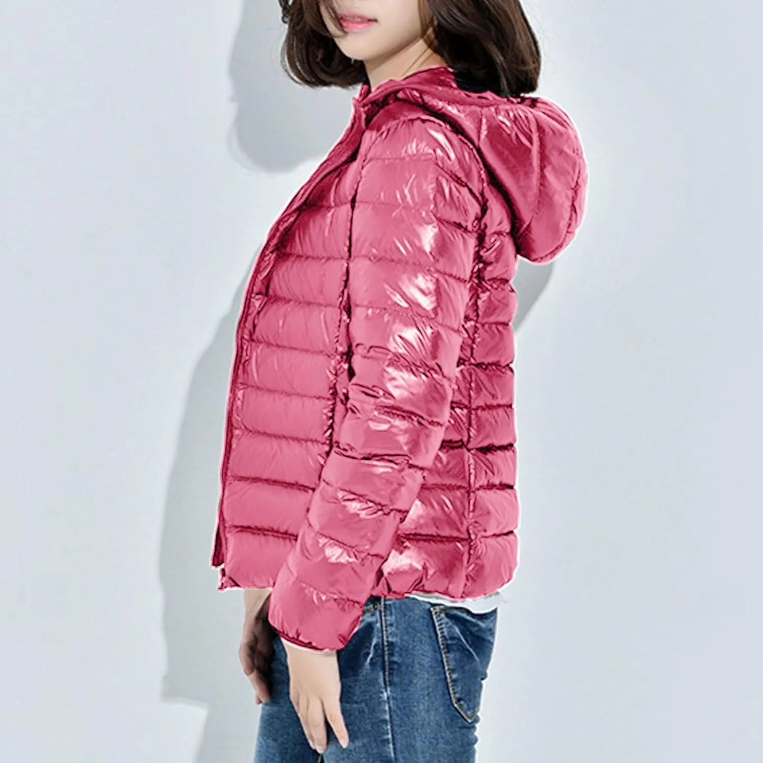 Womens Winter Coats Hooded Lightweight Packable Puffer Jackets Casual Warm Down Coats Parka Quilted Jackets Outerwear