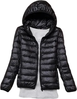 Womens Winter Coats Hooded Lightweight Packable Puffer Jackets Casual Warm Down Coats Parka Quilted Jackets Outerwear
