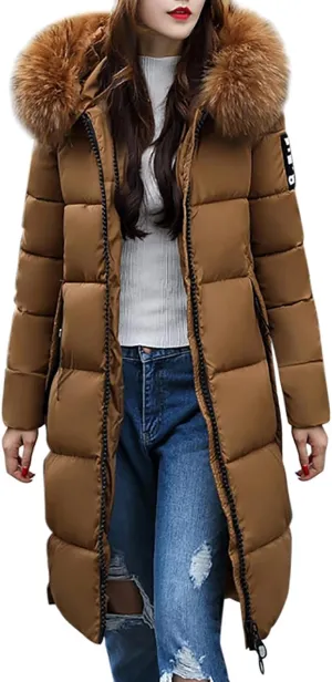 Womens Winter Coats Trendy Plus Size Long Down Coat Hooded Thickened Quilted Warm Maxi Parka Puffer Jackets Outerwear