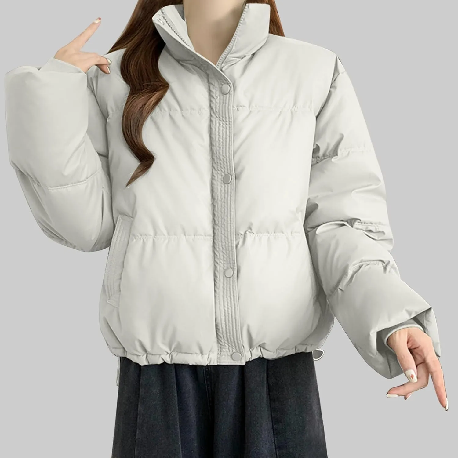 Women's Winter Coats Warm Thicken Fleece Lined Parka Jackets Full Zipper Puffer Jackets Outerwear With Pockets
