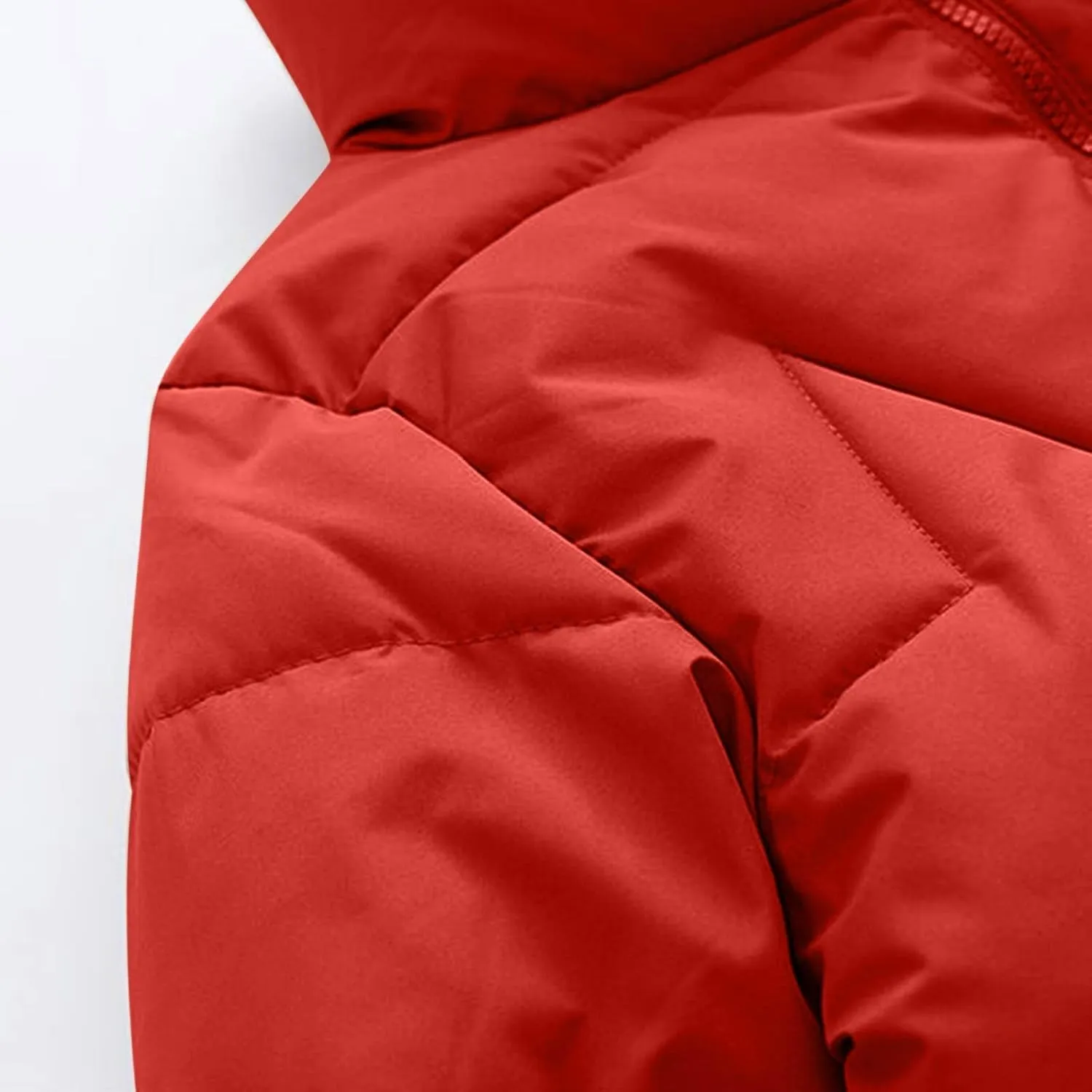 Women's Winter Cotton Coat Warm Thicken Puffer Jacket Long Sleeve Stand Collar Zip Padded Down Quilted Jackets Outerwear