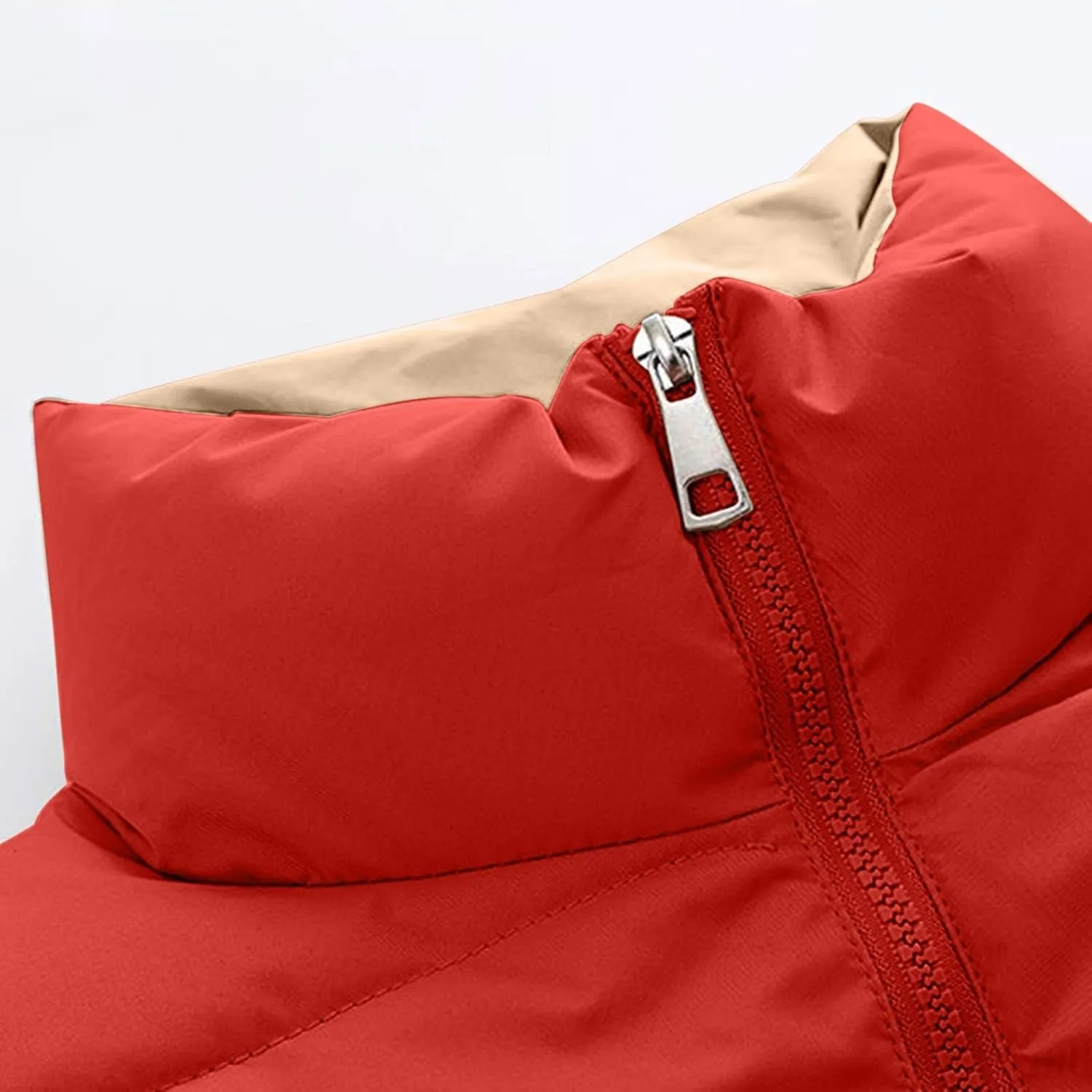 Women's Winter Cotton Coat Warm Thicken Puffer Jacket Long Sleeve Stand Collar Zip Padded Down Quilted Jackets Outerwear