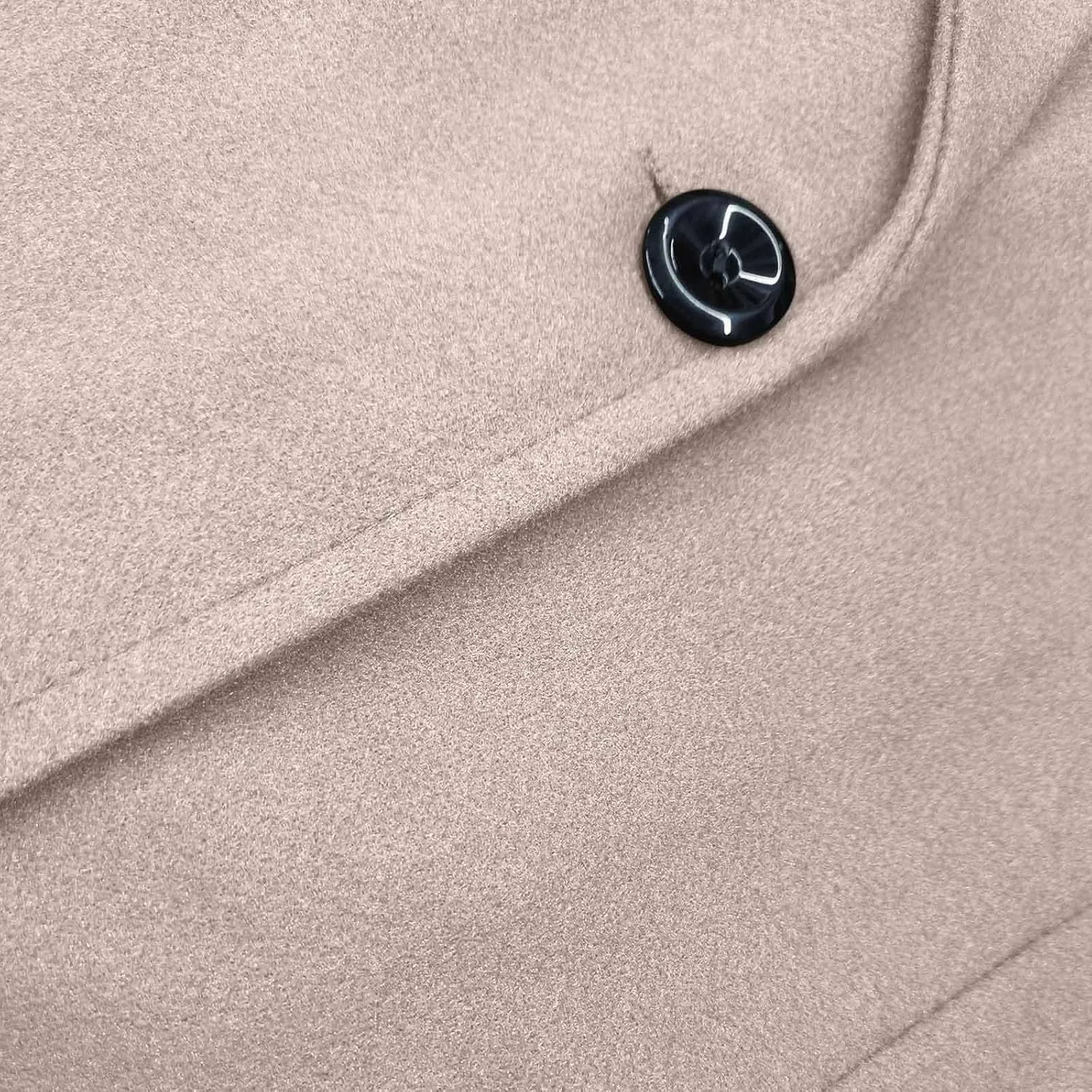 Womens Winter Peacoat Elegant Notch Lapel Trench Coat Wool Blend Mid-Long Single-Breasted Coat Jackets Outerwear