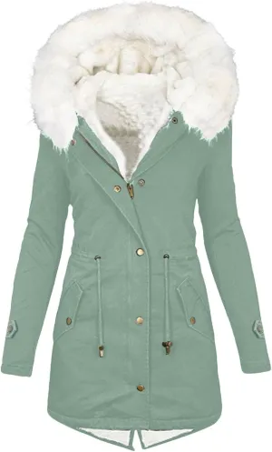 Women's Winter Warm Coat Furry Lined Zip Up Jacket Sherpa Fleece Overcoats Soft Thick Hooded Fuzzy Jackets Outerwear