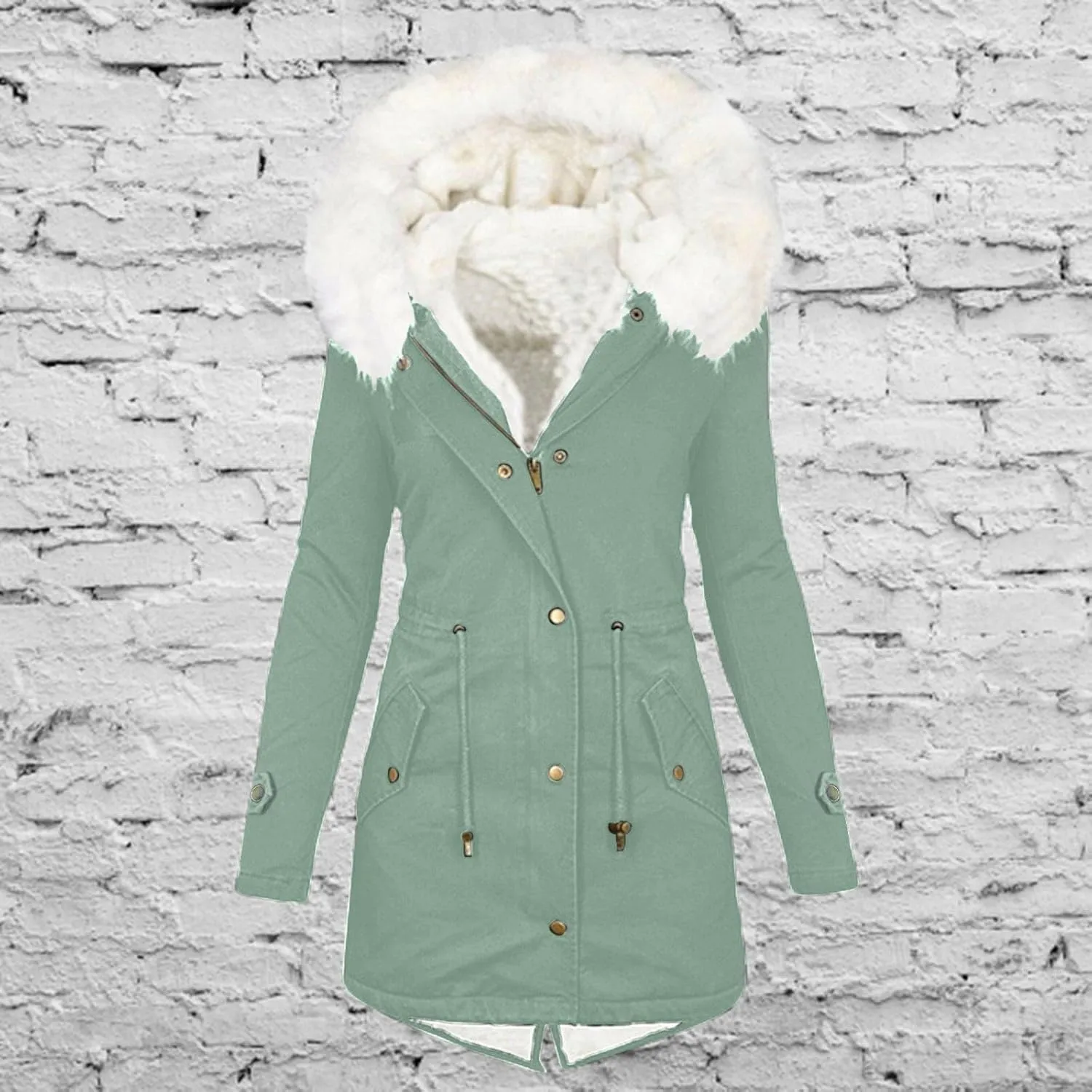 Women's Winter Warm Coat Furry Lined Zip Up Jacket Sherpa Fleece Overcoats Soft Thick Hooded Fuzzy Jackets Outerwear