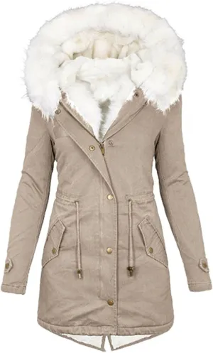 Women's Winter Warm Coat Furry Lined Zip Up Jacket Sherpa Fleece Overcoats Soft Thick Hooded Fuzzy Jackets Outerwear
