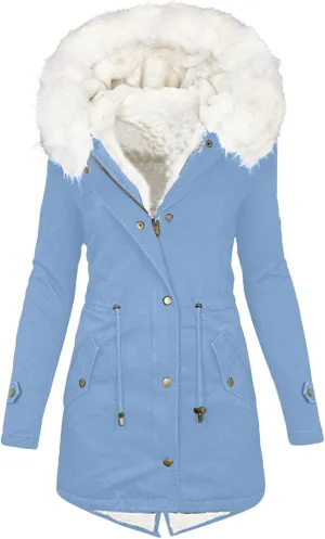 Women's Winter Warm Coat Furry Lined Zip Up Jacket Sherpa Fleece Overcoats Soft Thick Hooded Fuzzy Jackets Outerwear