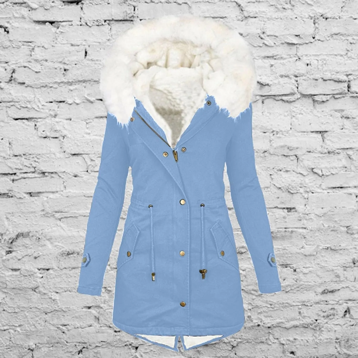Women's Winter Warm Coat Furry Lined Zip Up Jacket Sherpa Fleece Overcoats Soft Thick Hooded Fuzzy Jackets Outerwear
