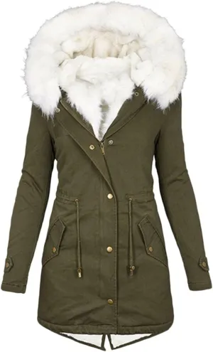 Women's Winter Warm Coat Furry Lined Zip Up Jacket Sherpa Fleece Overcoats Soft Thick Hooded Fuzzy Jackets Outerwear
