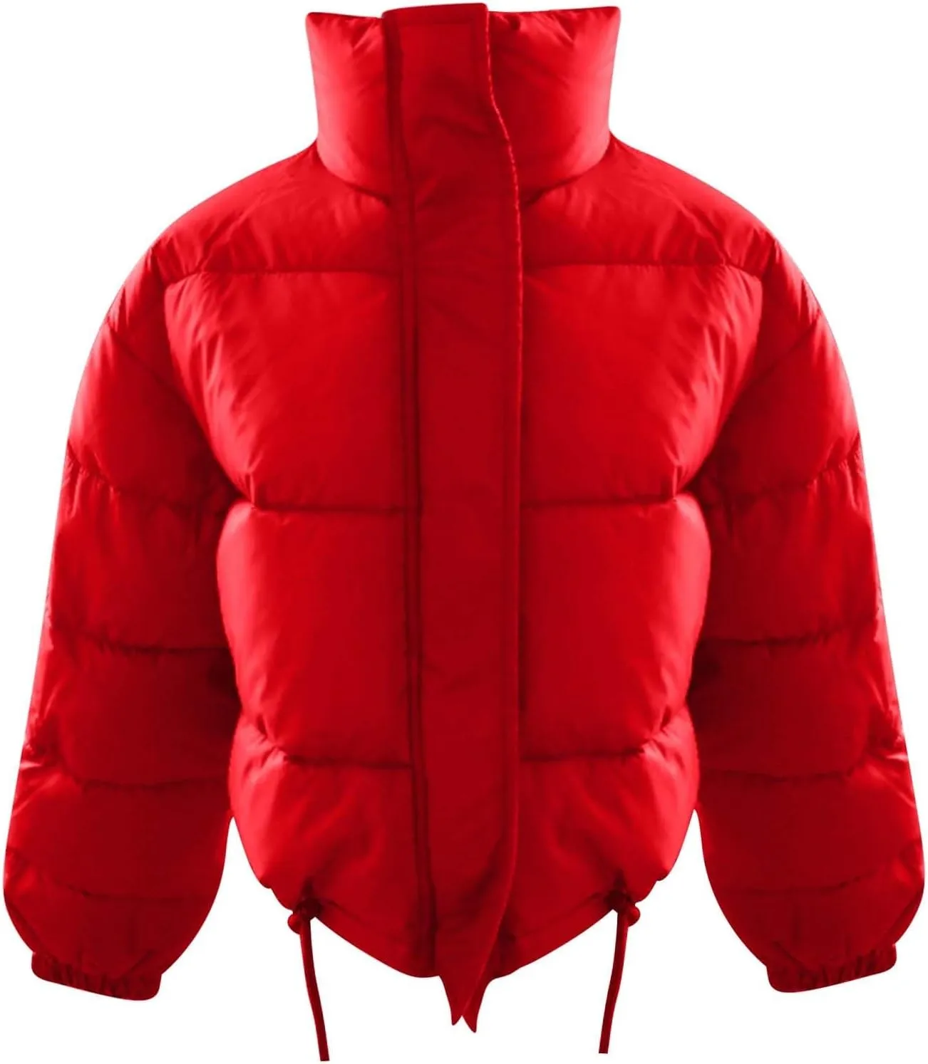 Women’s Winter Warm Cropped Puffer Jacket Coat Casual Quilted Baggy Long Sleeve Zip Down Sherpa Jackets Outerwear